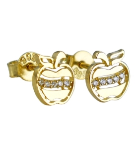 Piękne Złote Kolczyki Jabłuszka z Cyrkoniami - próba 585 !