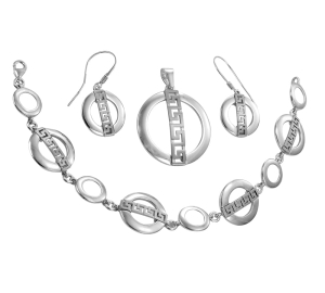 Piękny Srebrny Komplet Grecki Wzór !!! Jakość Wykonania !!!