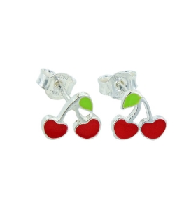 Piękne Srebrne Rodowane Kolczyki dla Dziecka - Wisienki !!!