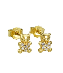 Piękne Złote Kolczyki Misie z Cyrkoniami - próba 585 !!!