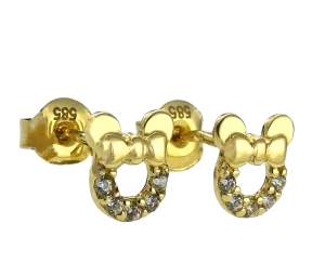 Złote Kolczyki Myszki z Cyrkoniami - pr. 585