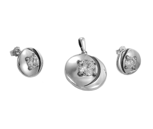 Piękny Srebrny Oksydowany Komplet z Cyrkoniami !!! Polecam !!!