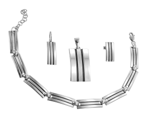 Piękny Srebrny Delikatny Komplet Fantazyjny !!!