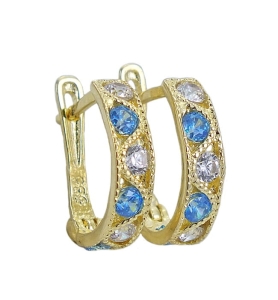 Piękne Złote Fantazyjne Kolczyki Przecinki z Cyrkoniami  - próba 585 !