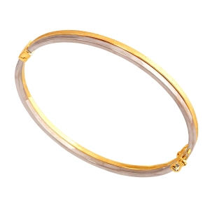 Sztywna Zapinana Bransoletka z Bialego i Żółtego Złota - Próba 585 !