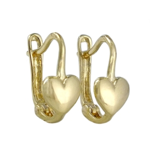 Złote Kolczyki Gładkie Serca na Angliku - pr. 585