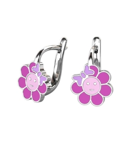 Srebrne Rodowane Kolczyki Różowe Kwiatuszki na Angliku !