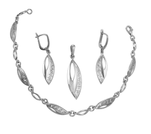 Piękny Srebrny Rodowany Komplet z Greckim Wzorem ! Jakość !