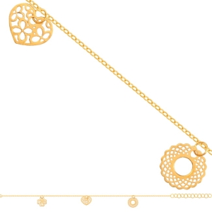 Piękna Modna Złota Bransoletka Celebrytka Potrójne Ażurki - pr.585