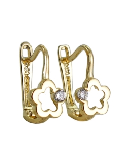 Piękne Złote Kolczyki Kwiatuszki z Cyrkoniami  - próba 585
