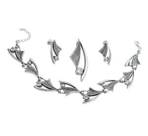 Piękny Srebrny Oksydowany Komplet z Cyrkoniami !!! Polecam !!!