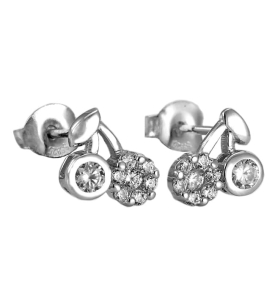 Piękne Srebrne Rodowane Kolczyki Wisienki z Cyrkoniami !