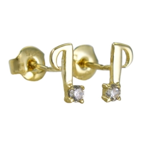 Piękne Złote Kolczyki Nutki z Cyrkonią - pr. 585