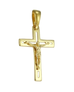 Prosty Złoty Krzyż z Jezusem Chrystusem - Próba 585