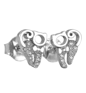 Piękne Srebrne Kolczyki Rodowane Kotki z Cyrkoniami !!!