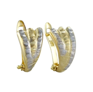 Piękne Efektowne Złote Diamentowane Kolczyki  - próba 585