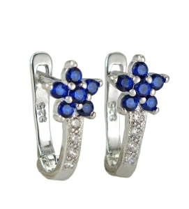 Piękne Srebrne Rodowane Kolczyki Kwiatuszki z Cyrkoniami !!!