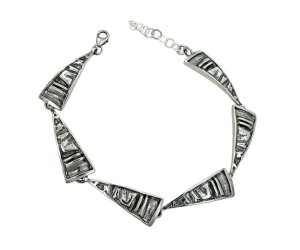 Piękna Srebrna Solidna Oksydowana Bransoletka !!!