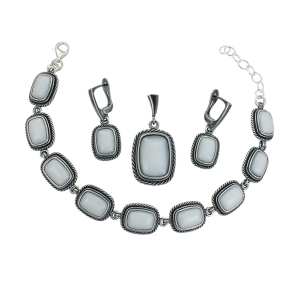 Piękny Srebrny Komplet z Białym Kwarcem !!! Polecam !!!