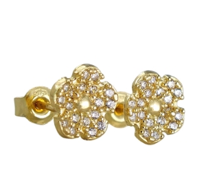 Złote Kolczyki Kwiatuszki z Cyrkoniami - próba 585