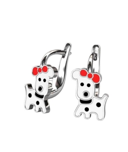 Srebrne Rodowane Kolczyki Pieski,Piesek na Zapięciu Angielskim !!!