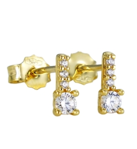 Piękne Złote Fantazyjne Kolczyki z Cyrkoniami - próba 585 !