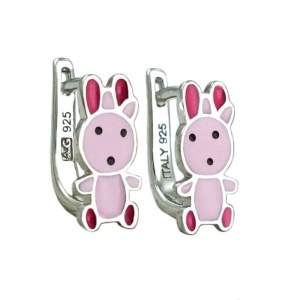 Srebrne Rodowane Kolczyki Zajączki,Króliczki na Angliku !