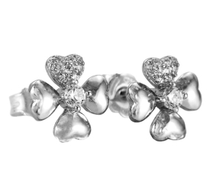 Srebrne Rodowane Kolczyki Koniczynki z Cyrkonią !!!