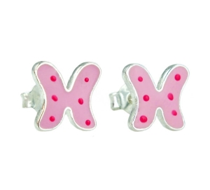 Piękne Srebrne Kolczyki Różowe Motylki !!!