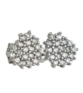 Piękne Srebrne Rodowane Kolczyki Serca z Cyrkoniami !