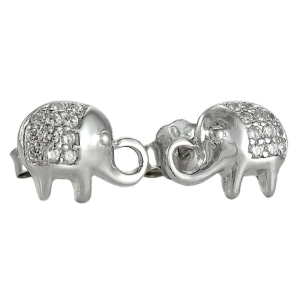 Piękne Srebrne Kolczyki Rodowane Słoniki z Cyrkoniami !!!