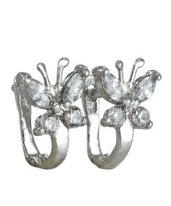 Piękne Srebrne Rodowane Kolczyki Motylki z Cyrkoniami Na Angliku !