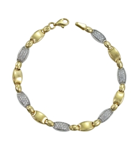 Piękna Modna Złota Bransoletka z Cyrkoniami - Próba 585 !!!