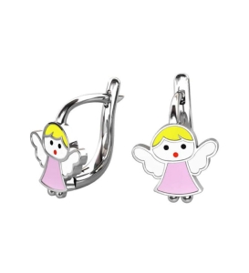 Srebrne Rodowane Kolczyki Cudne Aniołki na Angliku !