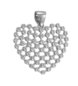 Piękne Srebrne Rodowane Serce z Cyrkoniami !!! Jakość Wykonania !!!